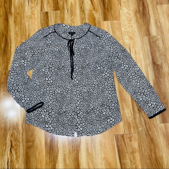 Talbots Floral Long Sleeve Front Tie Blouse S - Picture 2 of 14